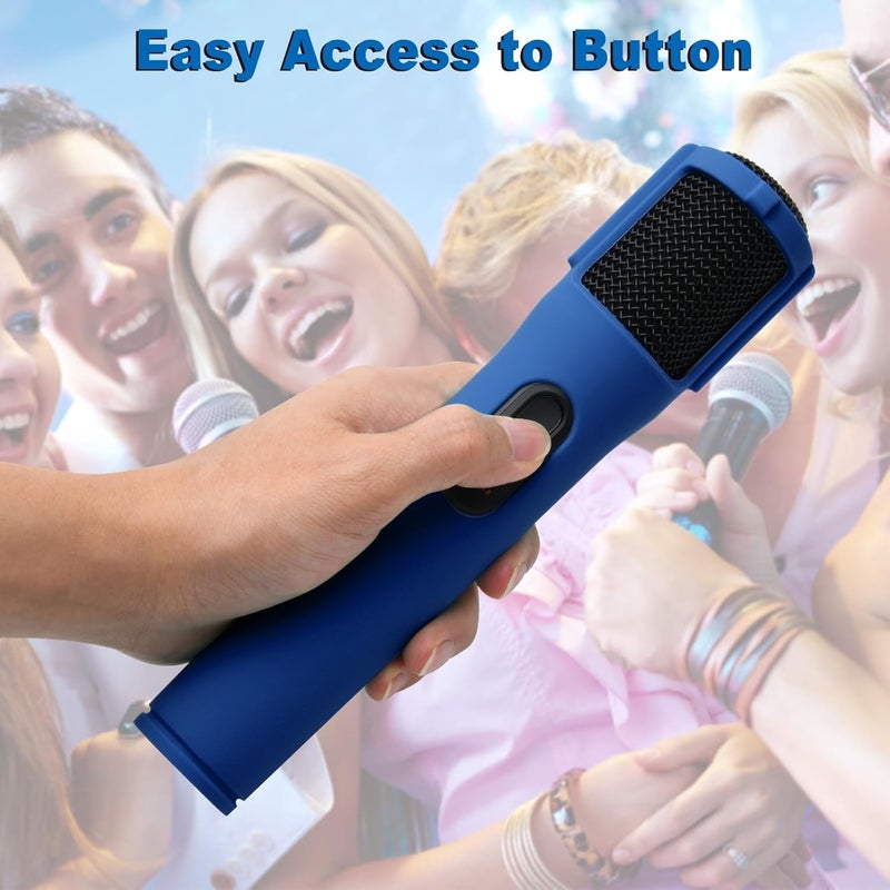 TXesign Silicone Case for JBL PartyBox Wireless Microphone Rechargeable Battery-2 Pack, Anti-Rolling Protective Case with Base Rod Mic Sleeves Microphone Stand for Disco Stage Party TV Show (Blue) - Image 3